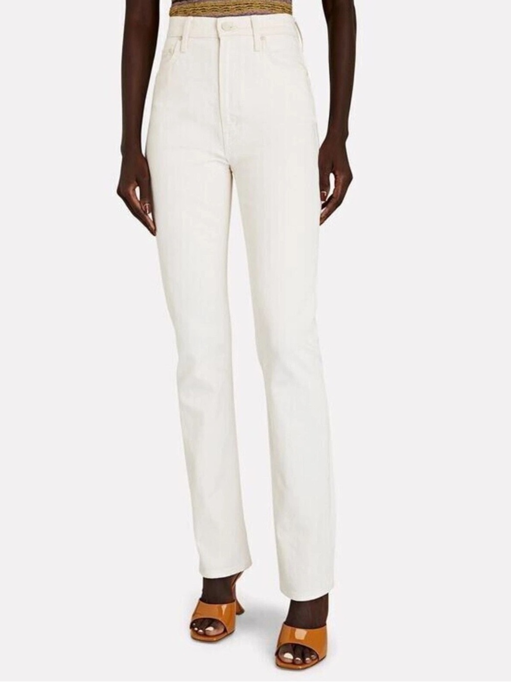 MOTHER High Waisted Rider Skimp White Totally Innocent Wash Jeans